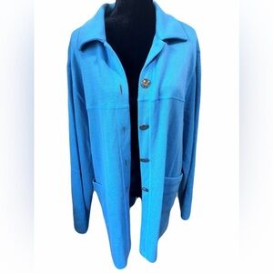 Vintage Bellandi Luca-Viareggio button up sweater  100% merino wool size xl blue